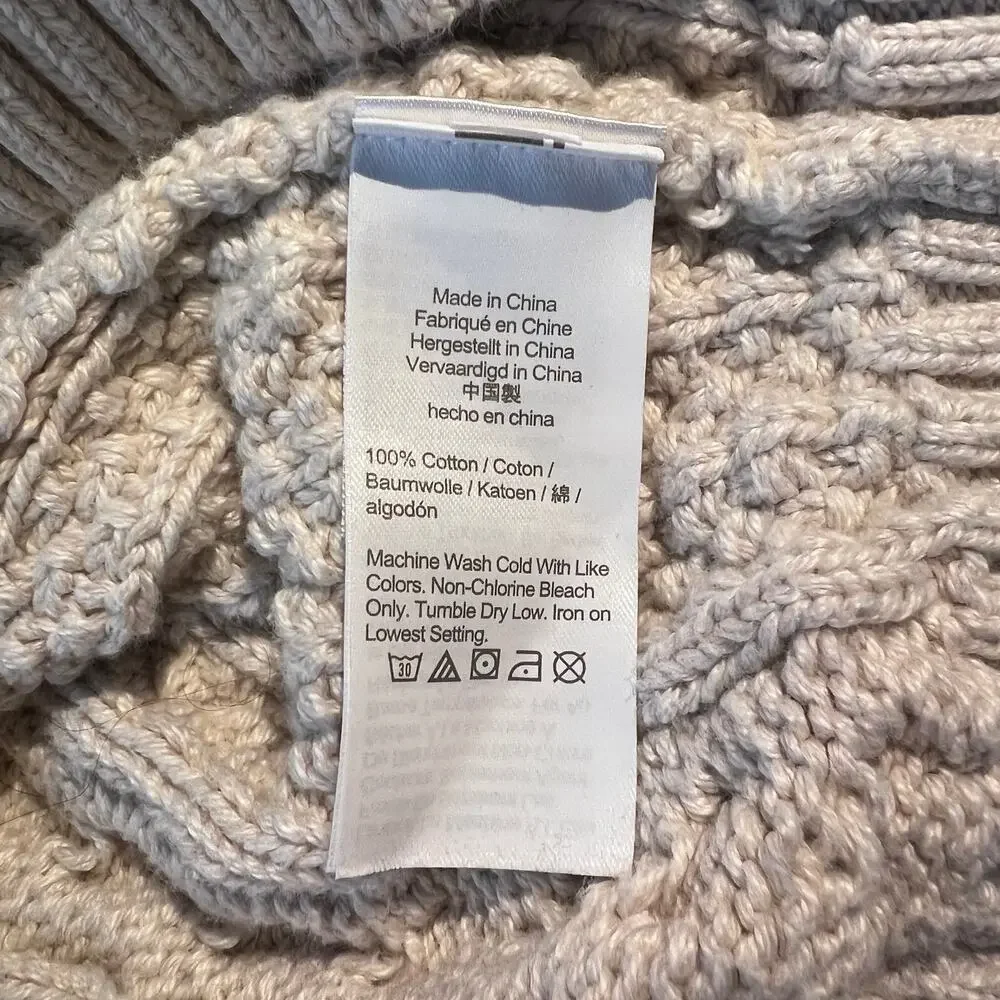 J. Crew Sweater Men Cotton Cable Knit Crew Neck Ivory Fisherman Old Money Chunky